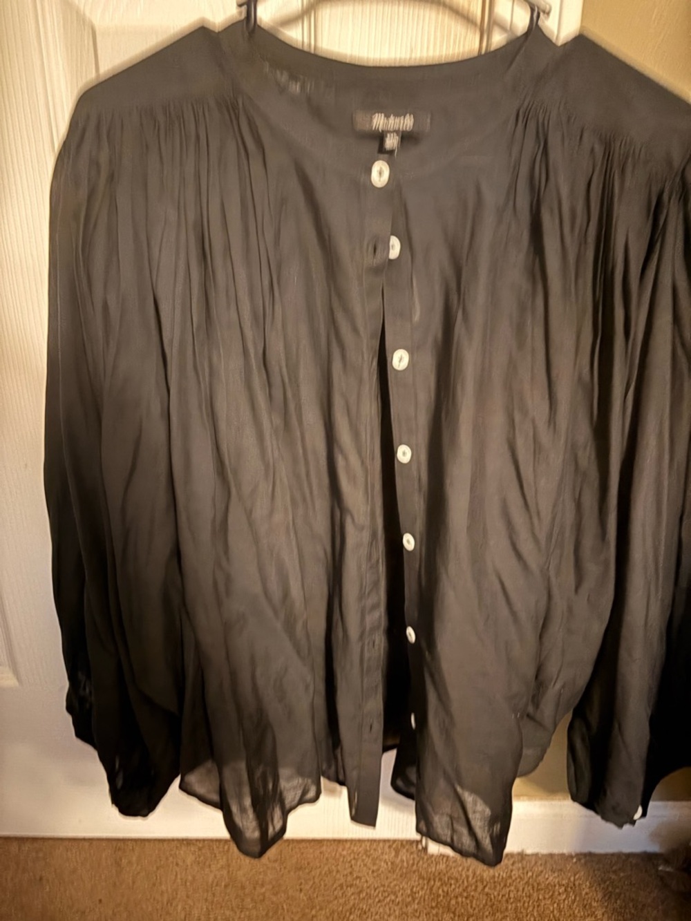 Women's Black Button-Front Lightweight blouse